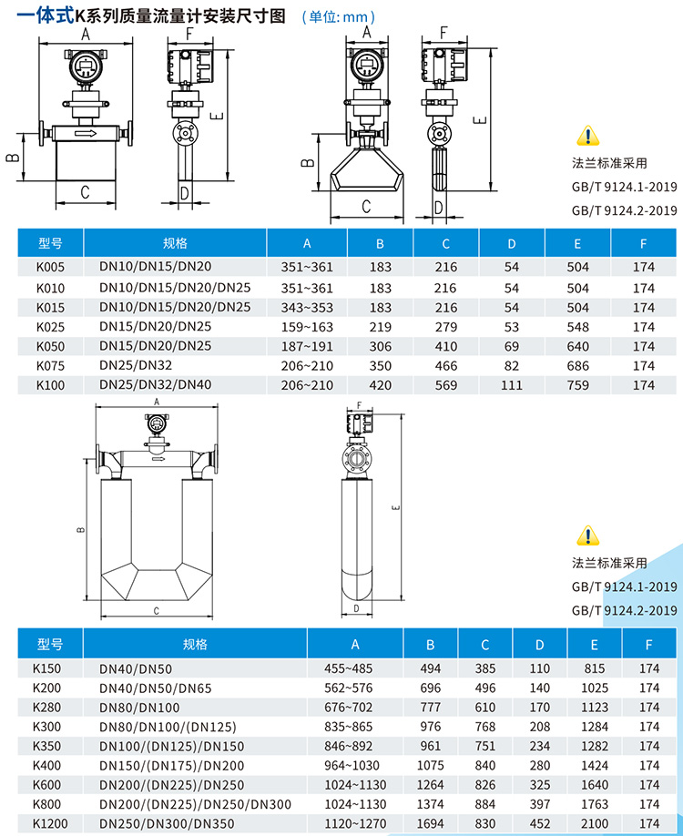 一體式液體二氧化碳流量計尺寸圖
